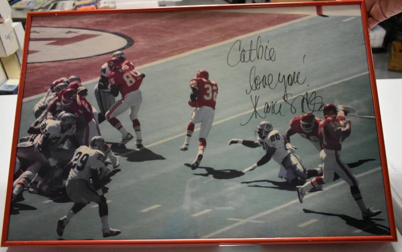 lot 1065 image: Large 16x20 Framed Marcus Allen Signed Photograph with Personalization Ready For Hanging