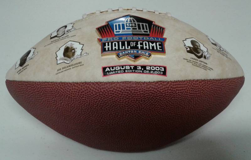 lot 1048 image: Signed Marcus Allen National Football League Pro Football Hall of Fame Official Football - Limited Edition of 2,003 - 40 Years in Acrylic Case