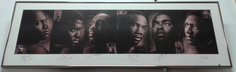 lot 1057 image: Signed Framed Face the Future Photograph 1990s Kansas City Chiefs Will Shields, Lake Dawson, Tamarick Vanover, Greg Hill, Donnell Bennett, Kimble Anders