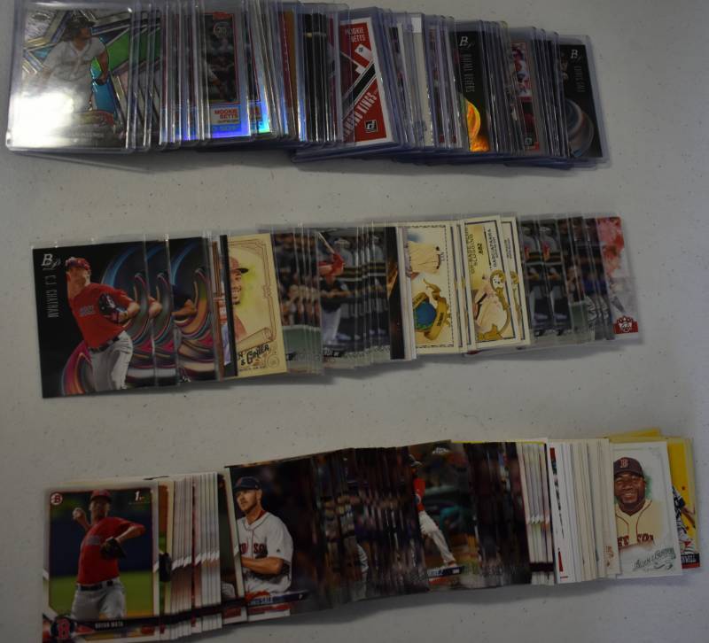 lot 1117 image: Large Lot of Current & Past Stars of Boston Red Sox including Rookies, Prospects, Inserts, Star Cards Mostly from 2017-2018 - Benintendi, Mookie Betts