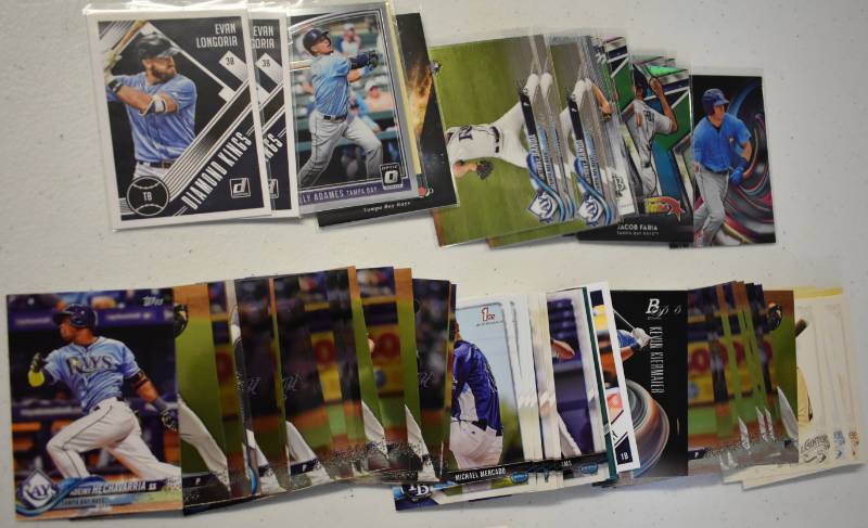 lot 1122 image: Large Lot of Current & Past Stars of Tampa Bay Rays including Rookies, Prospects, Inserts, Star Cards Mostly from 2017-2018