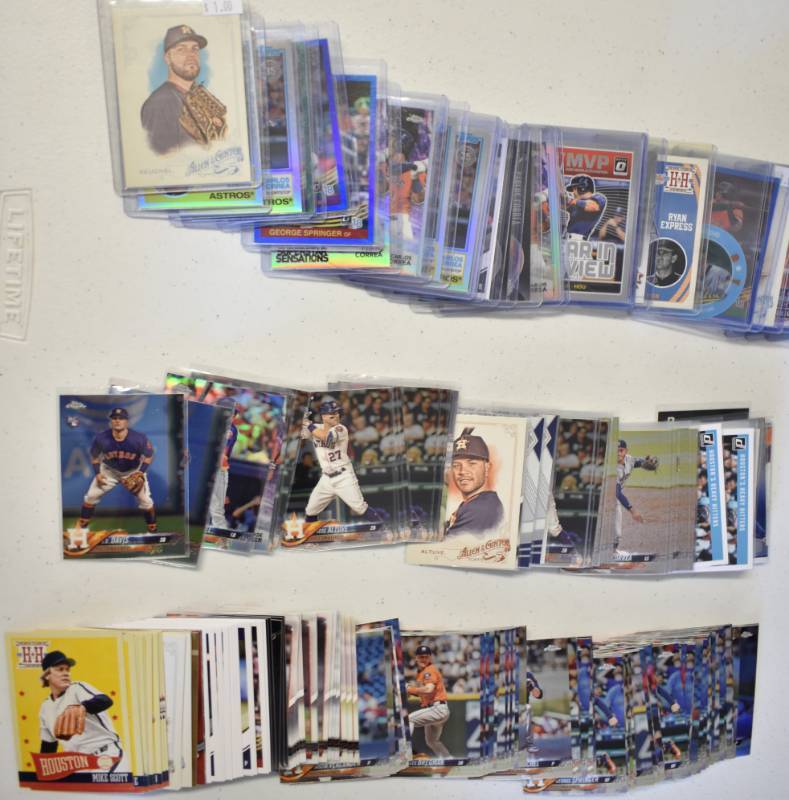 lot 1130 image: Large Lot of Current & Past Stars of Houston Astros including Rookies, Prospects, Inserts, Star Cards Mostly from 2017-2018 - Jose Altuve, Carlos Correa,, Nolan Ryan, more