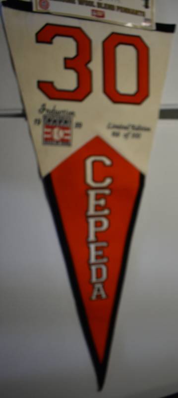 lot 1140 image: Large 30x10 Inch Orlando Cepeda #30 Hall of Fame Induction Felt Pennant Limited Edition