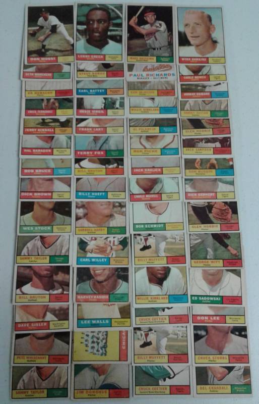lot 1145 image: Huge Lot of 56 Original 1961 Topps Baseball Cards in Excellent Condition - Tons of Pictures