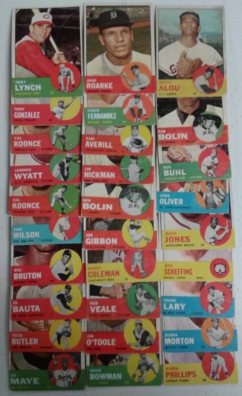lot 1147 image: Huge Lot of 29 Original 1963 Topps Baseball Cards in Excellent Condition - Tons of Pictures