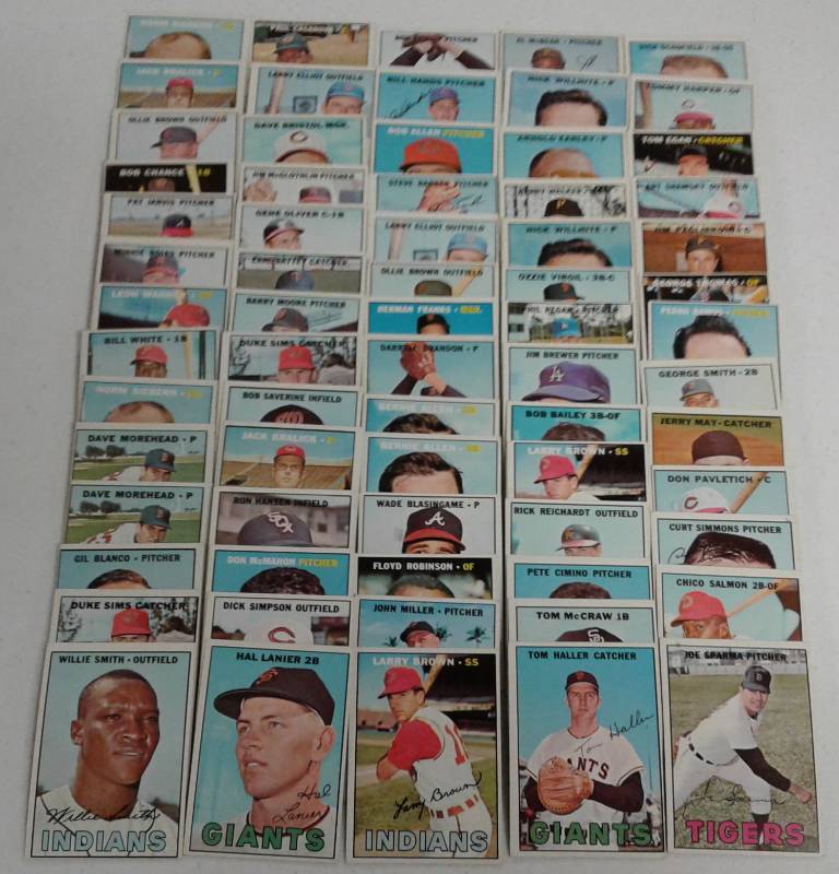 lot 1151 image: Huge Lot of 69 Original 1967 Topps Baseball Cards in Excellent Condition - Tons of Pictures