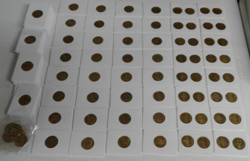 lot 1166 image: Huge Lot of Over 100 Pinnacle Mint Bronze Coins - 98% Football Including Stars John Elway, Brett Favre, & More