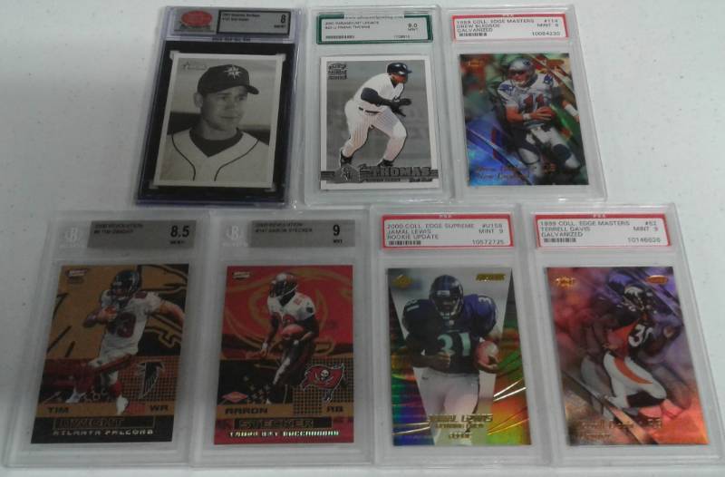 lot 1170 image: Lot of Seven Professionally Graded Sports Cards - Baseball & Football - Frank Thomas, Terrell Davis, PSA, BGS