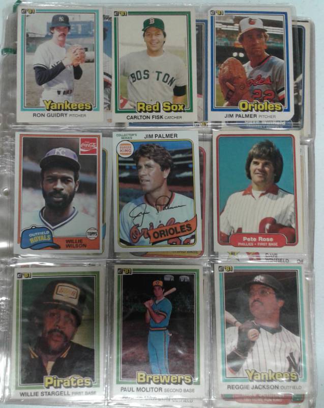 lot 1181 image: Huge Collection of Pages of Baseball Cards Early 1980s Donruss - Fleer - Topps Hall of Famers - Schmidt, Carew, Rose, Carlton - Lots of Pictures