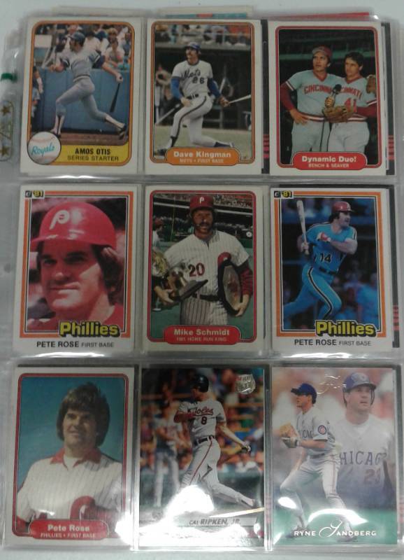 lot 1185 image: Collection of Pages of Early 1980s Baseball Cards 80, 81, 82 Fleer Topps Donruss With Lots of Pictures & Kelloggs w Clemente