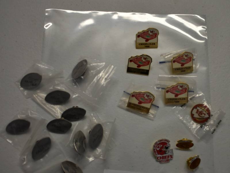 lot 1103 image: Huge Collection of Over a Dozen Chiefs Club Lapel Pins