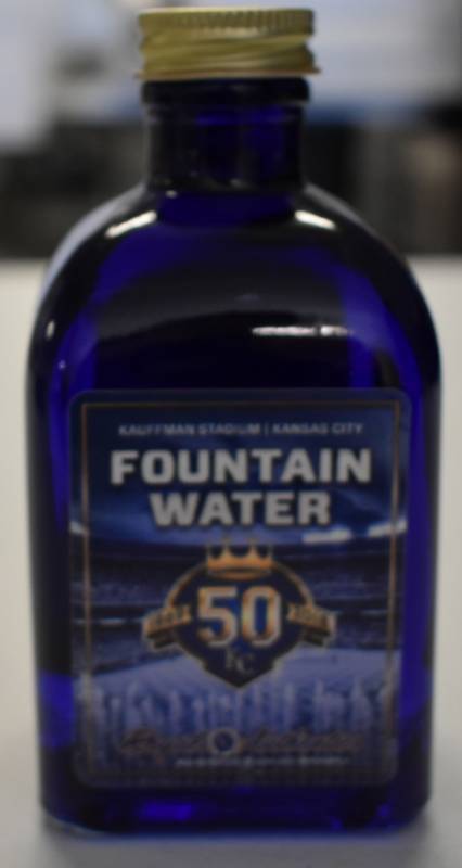lot 1105 image: Official Kansas City Royals Kaufman Stadium Fountain Water Bottled with Major League Baseball Authentication Hologram