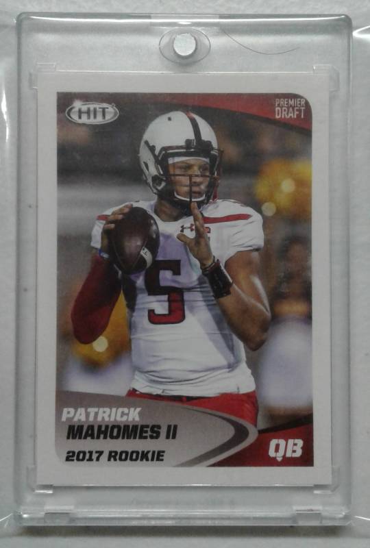 lot 1187 image: Mint 2017 HIT Patrick Mahomes II Draft Rookie Card Kansas City Chiefs in Protective Magnetic Holder