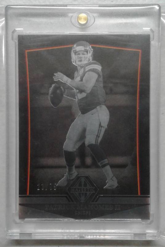 lot 1188 image: 2018 Majestic Patrick Mahomes II Kansas City Chiefs Football Card #2375 - Only 75 Made - In Magnetic Holder