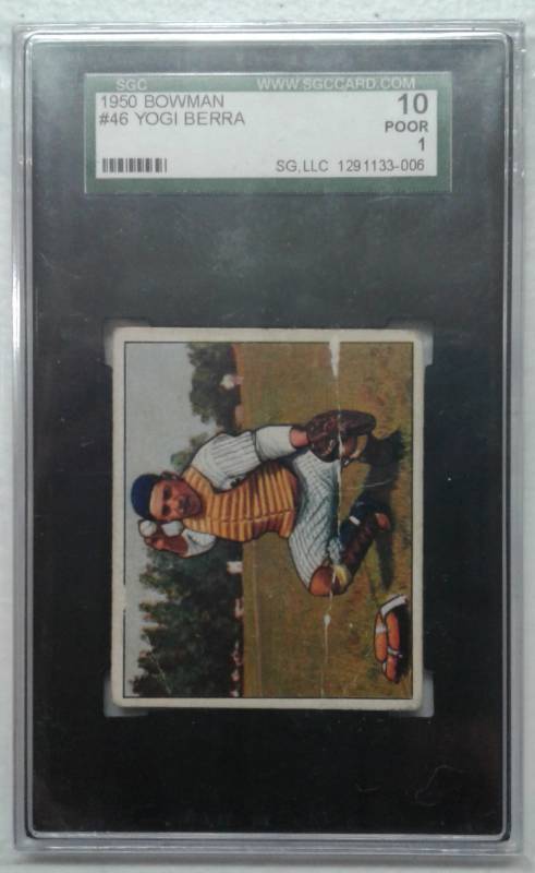 lot 1191 image: Professionally Graded 1950 Bowman Yogi Berra SGC 10 Poor 1 New York Yankees