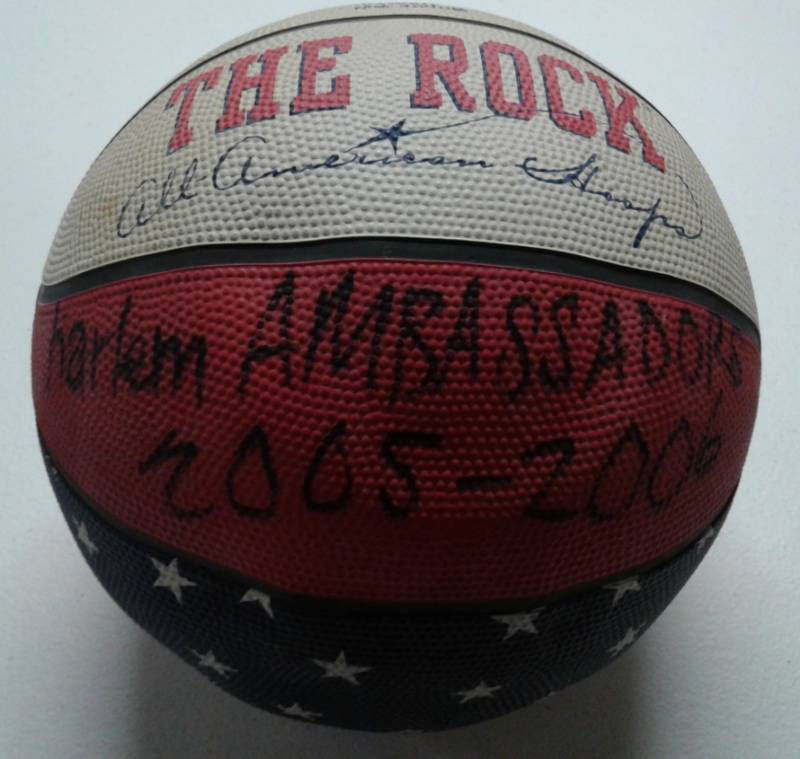 lot 1196 image: Harlem Globetrotters Signed Full-Sized Basketball By Multiple Players - 2005-06 Harlem Ambassadors Basketball