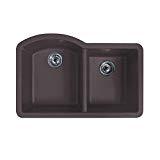 lot 4343 image: Swan Kitchen Undermount Granite 32x21x9 0-Hole Double Bowl Kitchen Sink in Nero Black QU03322DB.077