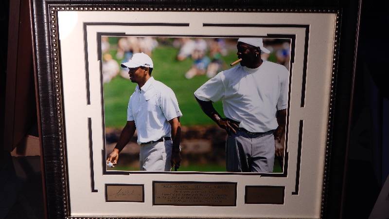 lot 17976 image: TIGER WOODS - MICHAEL JORDAN  GOLFING