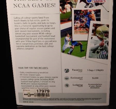 lot 17979 image: TRIP - BEST OF NCAA GAMES FOR TWO