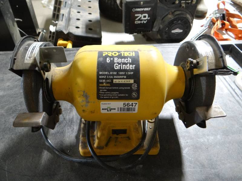 lot 5647 image: Pro tech 6 bench grinder.