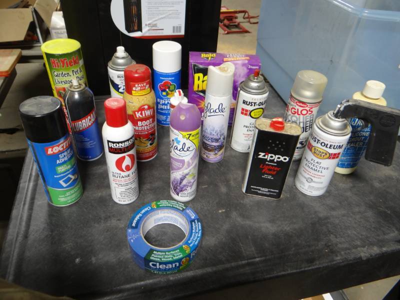 lot 5669 image: Lot of chemicals and zippo lighter fluid