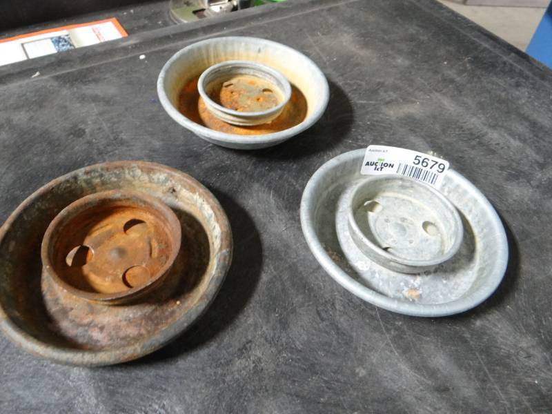 lot 5679 image: 3 metal chicken water dishes