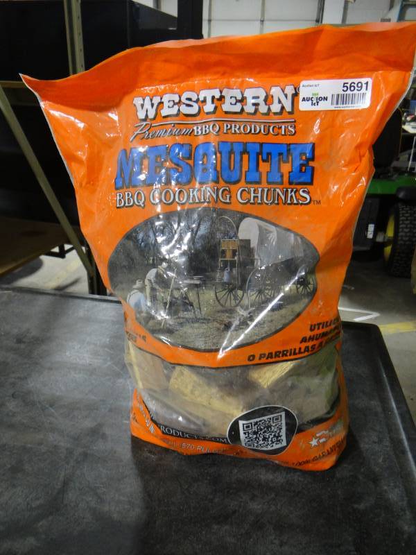 lot 5691 image: Western premium BBQ products mesquite BBQ cooking chunks.