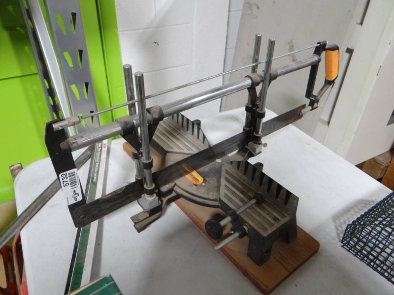 lot 5732 image: Hand saw, & jorgensen miter saw.