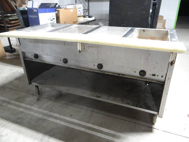 lot 5827 image: Stainless steel table with prep area.