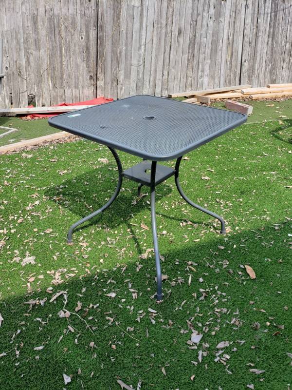 lot 2265 image: Black Metal Patio Table