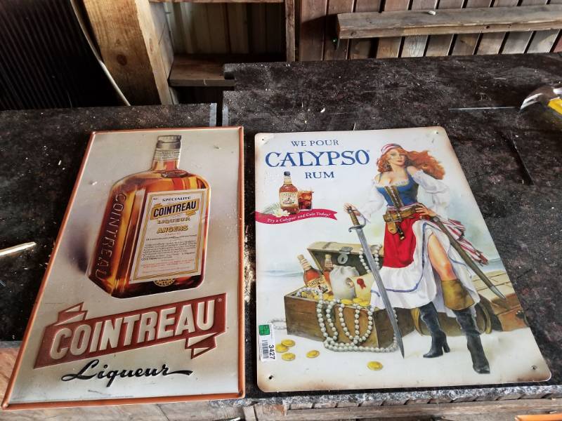 lot 3427 image: Calypso Rum and Cointreau Metal Signs