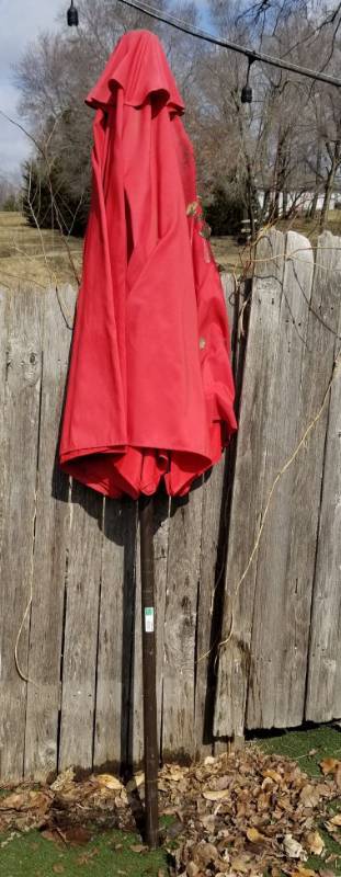 lot 3450 image: Red Patio Umbrella