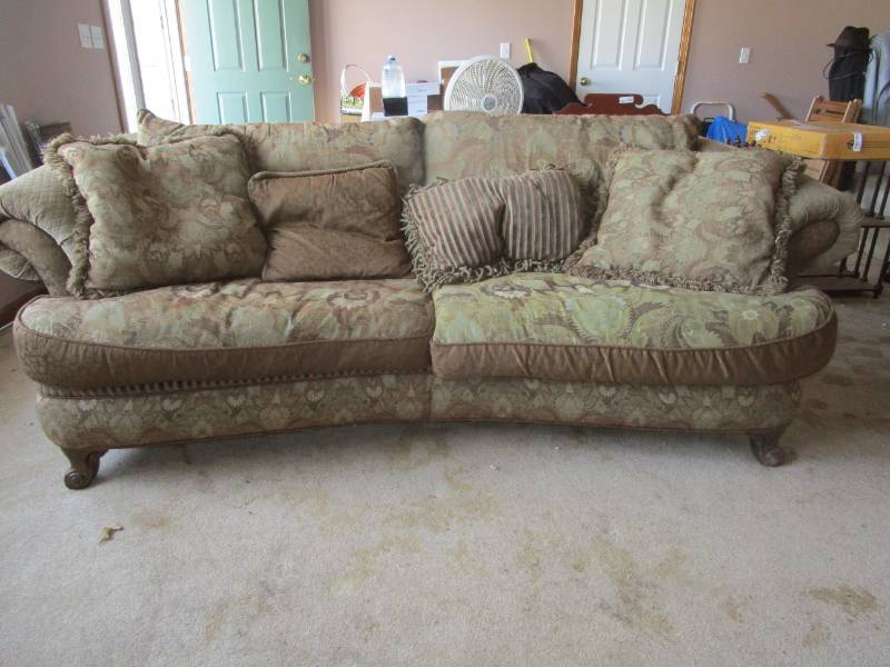 lot 13072 image: Rolled Arm Sofa with Pillows
