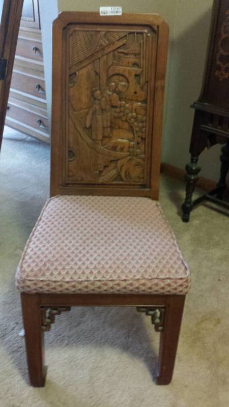 lot 13147 image: Carved Back Wooden Chair