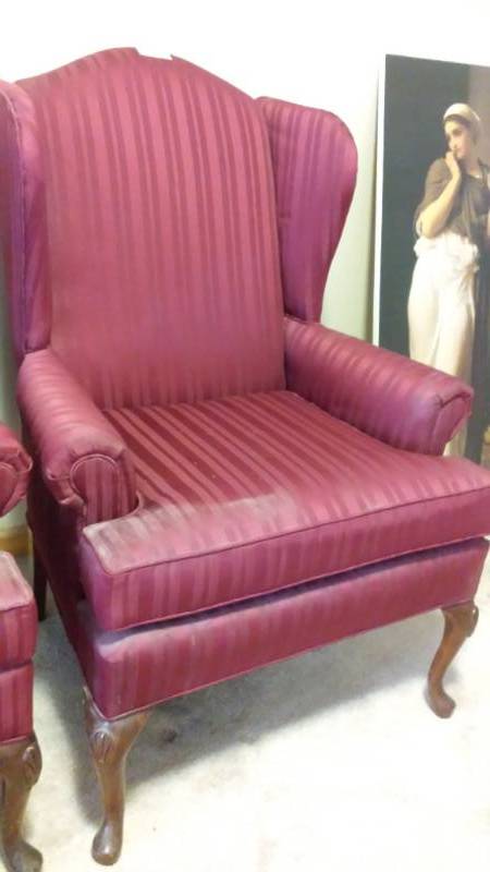 lot 13139 image: Burgundy Wingback Chair