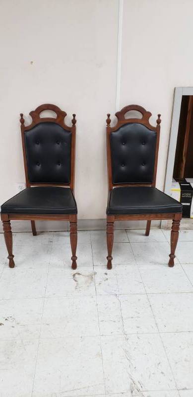 lot 2158 image: Lot of Two Black VinylWood Dining Chairs