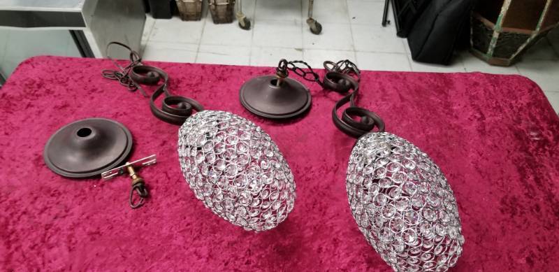 lot 4237 image: Two Crystal Prism Light Fixtures