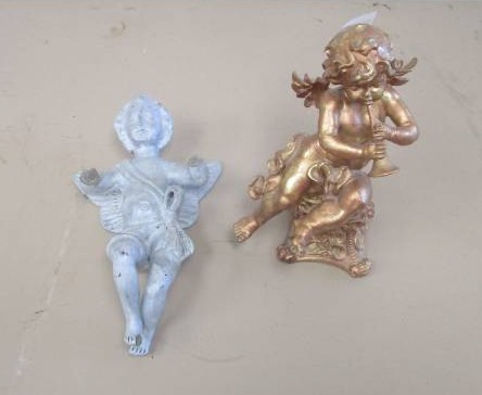 lot 2039 image: Gold and Silver Angel Figurines