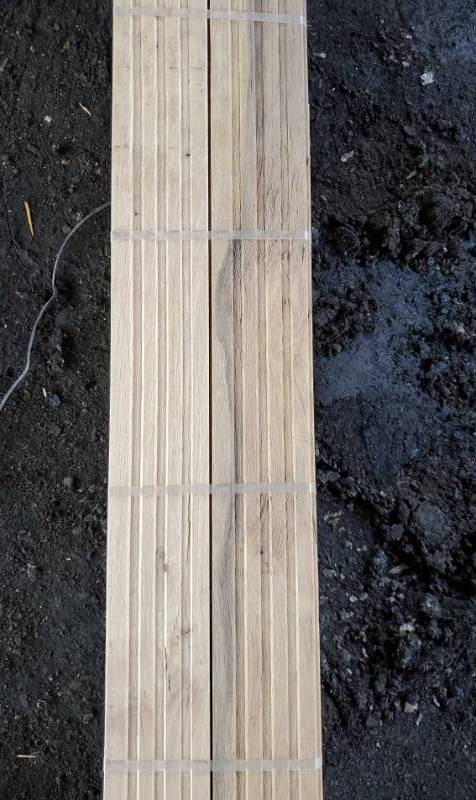 lot 1504 image: (5) Bundles 4 Red Oak Unfinished Hardwood No.3 Utility Grade 23.3 SFT per Bundle Total of Lot 116.5 SFT