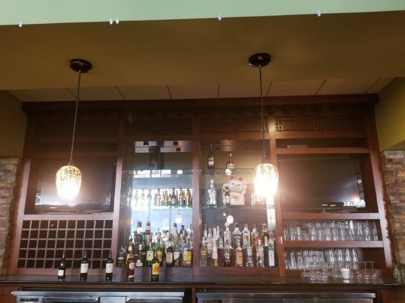 lot 1512 image: Bar Cabinets With Glass Shelves