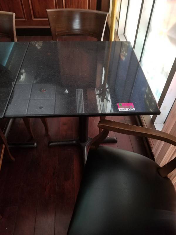 lot 1536 image: Granite Dining Table With 2 Chairs