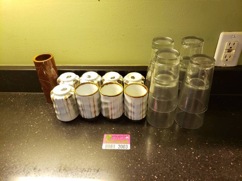 lot 2003 image: (8) Japanese Mugs with (8) Libbey Glasses