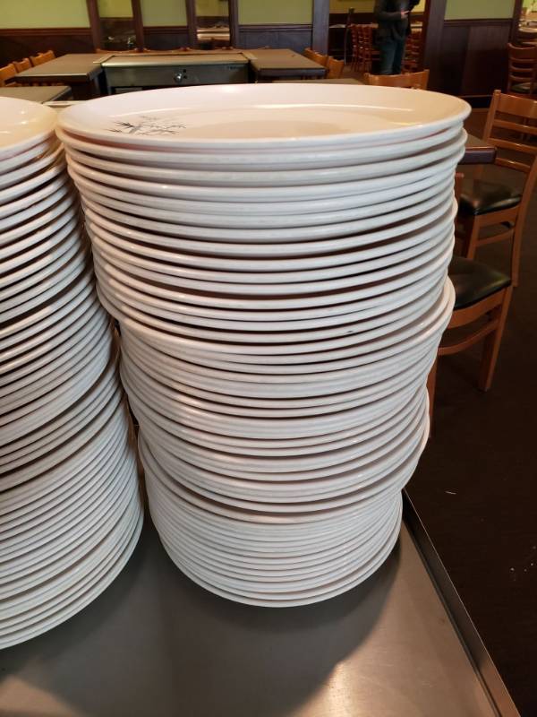 lot 2145 image: One Stack of Melamine Plates. (About 50)