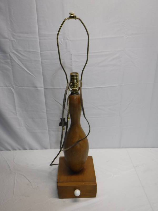 lot 1259 image: Wood base lamp with drawer built in