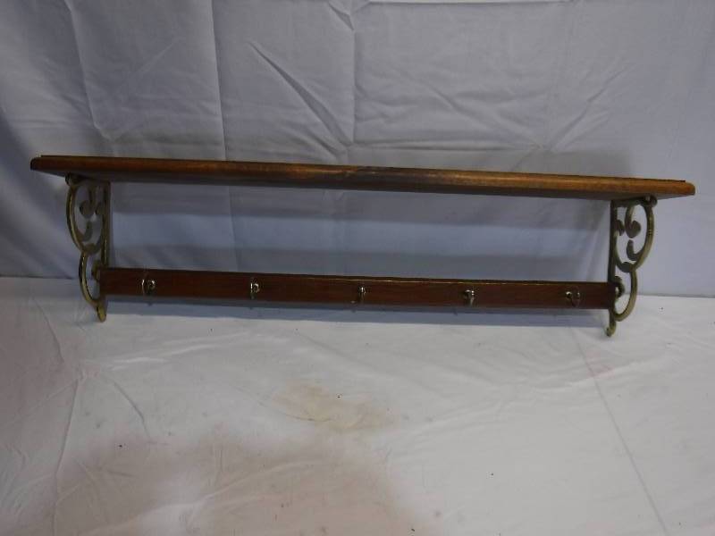 lot 1266 image: Coat wrack wall shelf