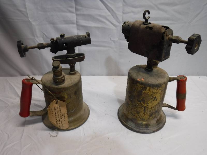 lot 1208 image: antique brass torches