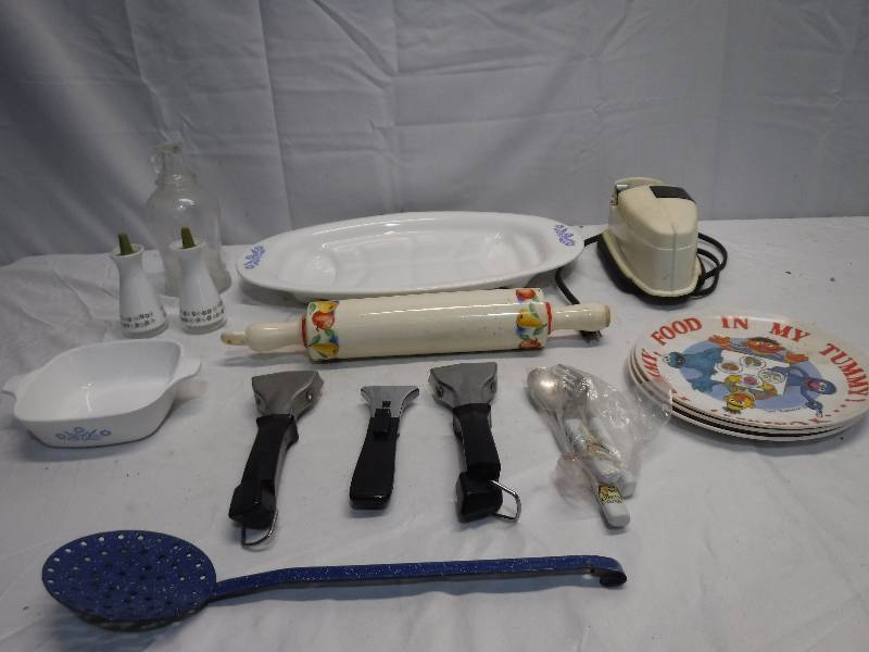 lot 1346 image: Corelle Serving platter, Sesame Street Kids plates and more