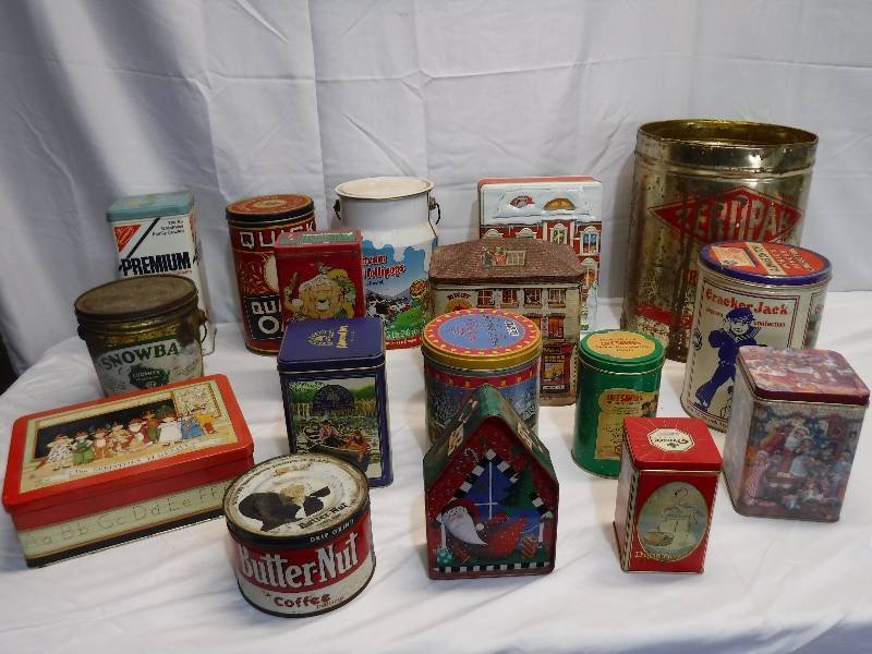 lot 1369 image: Collectible tins lot Includes lion coffee tin