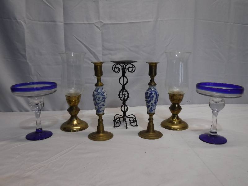 lot 1388 image: Candle holder lot with margarita glasses