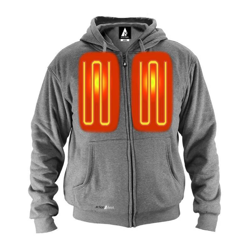 lot 6278 image: ActionHeat Unisex X-Large Grey Cotton Long Sleeved 5-Volt Heated Hoody, Size XL, Gray